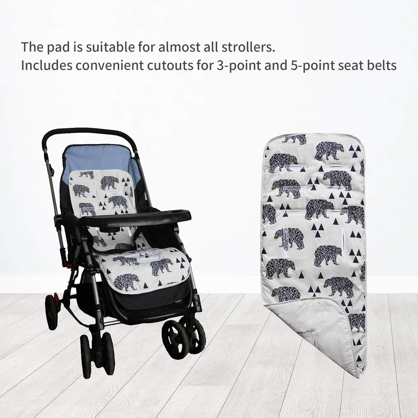 Baby Sitzauflage für Kinderwagen,Baby Sitzeinlage aus 100% Baumwolle Weiche und Reversible Autositz Kinderwagenauflage für Babyschale Buggy