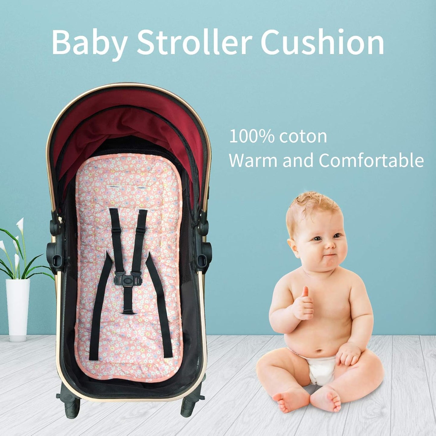 Baby Sitzauflage für Kinderwagen,Baby Sitzeinlage aus 100% Baumwolle Weiche und Reversible Autositz Kinderwagenauflage für Babyschale Buggy