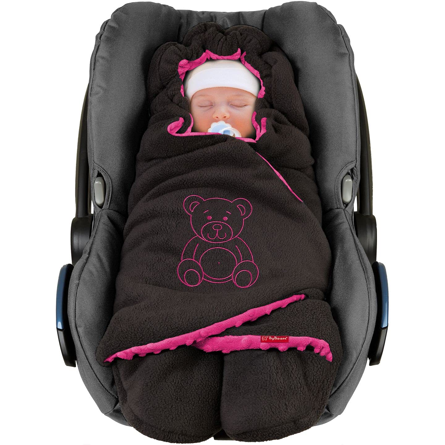 BYBOOM Baby Einschlagdecke für Babyschale, Universal Winter Decke/Kuscheldecke/Fußsack für Kindersitz, Kinderwagen oder Buggy, flauschig, kuschelig-warm, gemütlich und sehr weich
