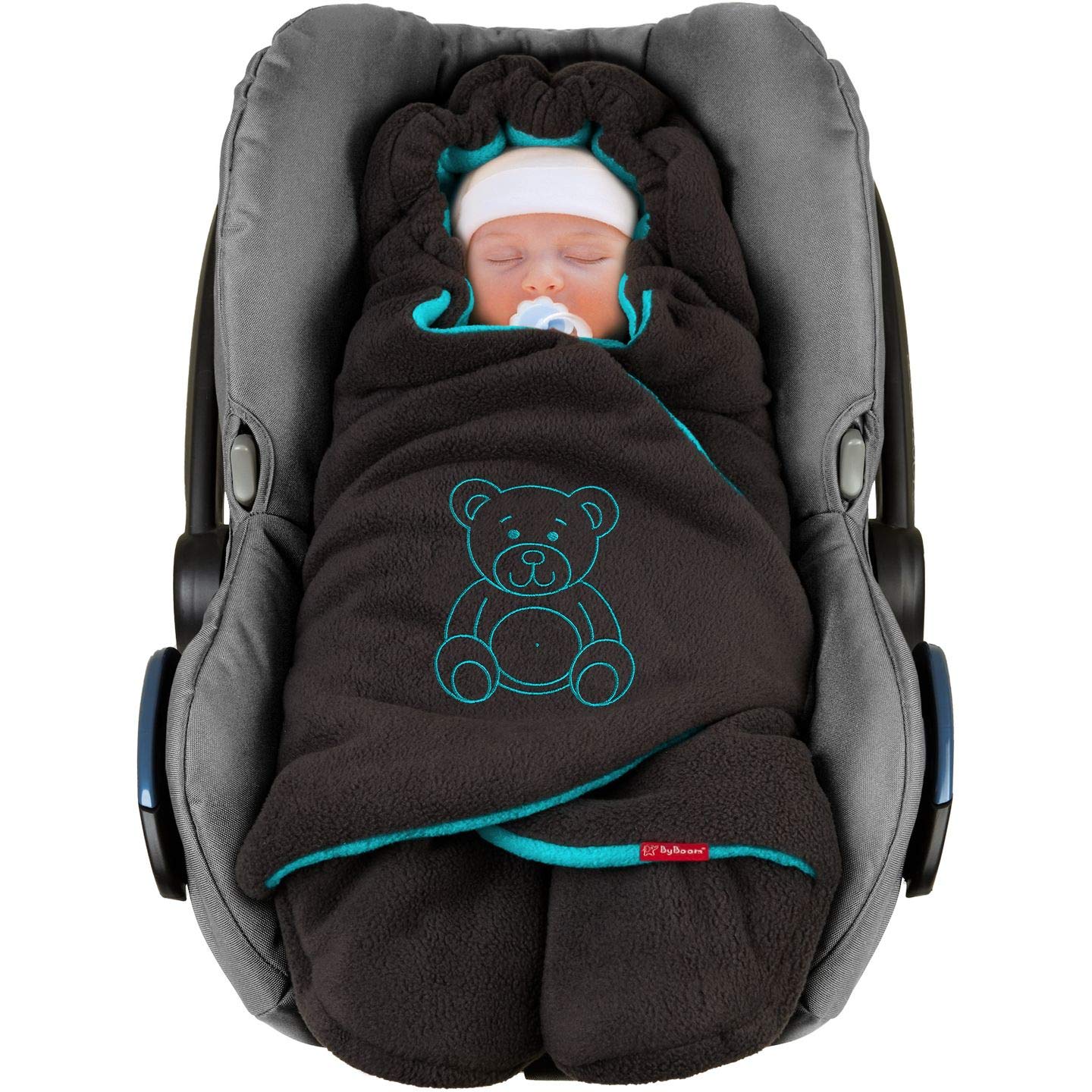 BYBOOM Baby Einschlagdecke für Babyschale, Universal Winter Decke/Kuscheldecke/Fußsack für Kindersitz, Kinderwagen oder Buggy, flauschig, kuschelig-warm, gemütlich und sehr weich