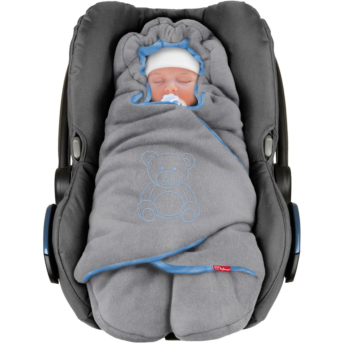 BYBOOM Baby Einschlagdecke für Babyschale, Universal Winter Decke/Kuscheldecke/Fußsack für Kindersitz, Kinderwagen oder Buggy, flauschig, kuschelig-warm, gemütlich und sehr weich