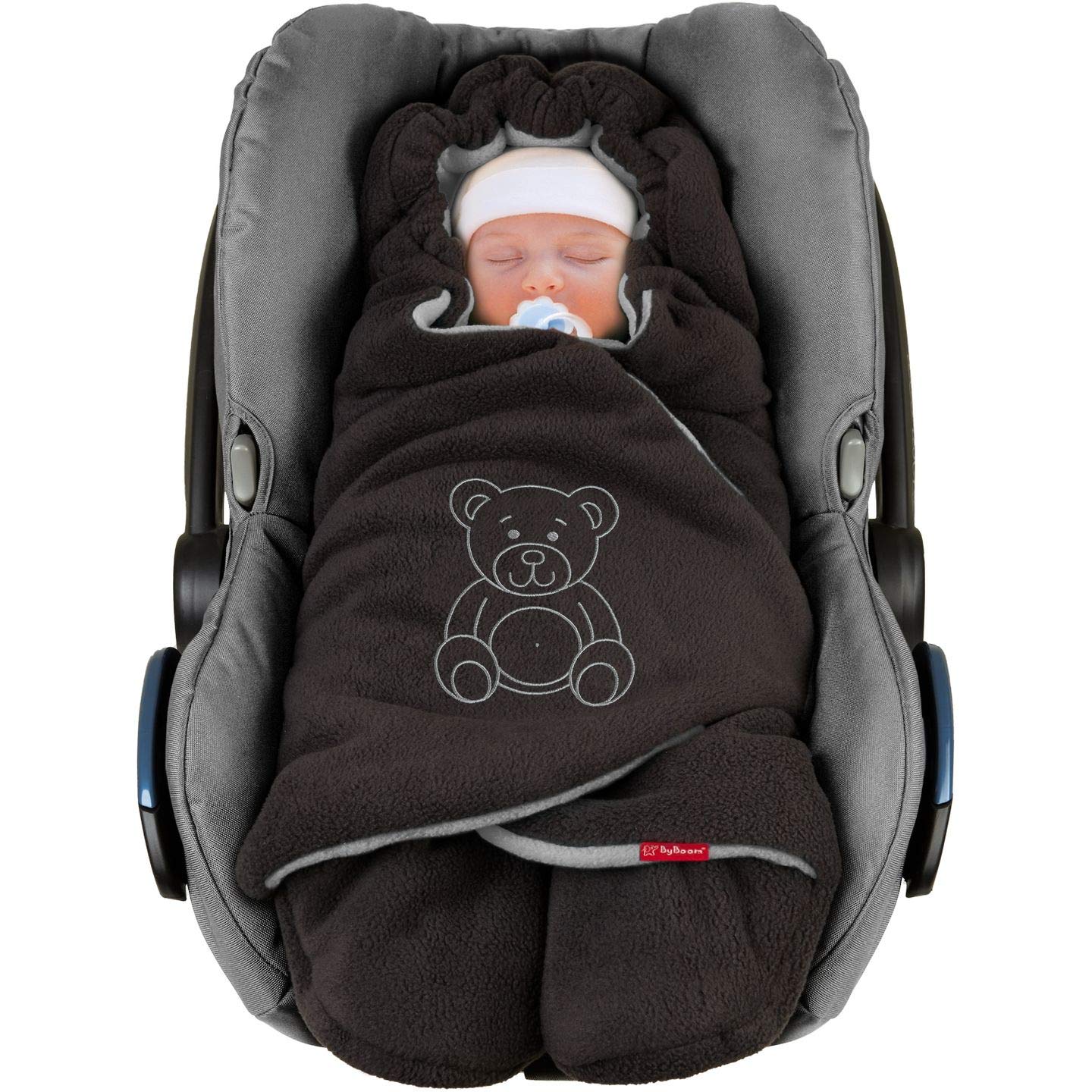 BYBOOM Baby Einschlagdecke für Babyschale, Universal Winter Decke/Kuscheldecke/Fußsack für Kindersitz, Kinderwagen oder Buggy, flauschig, kuschelig-warm, gemütlich und sehr weich