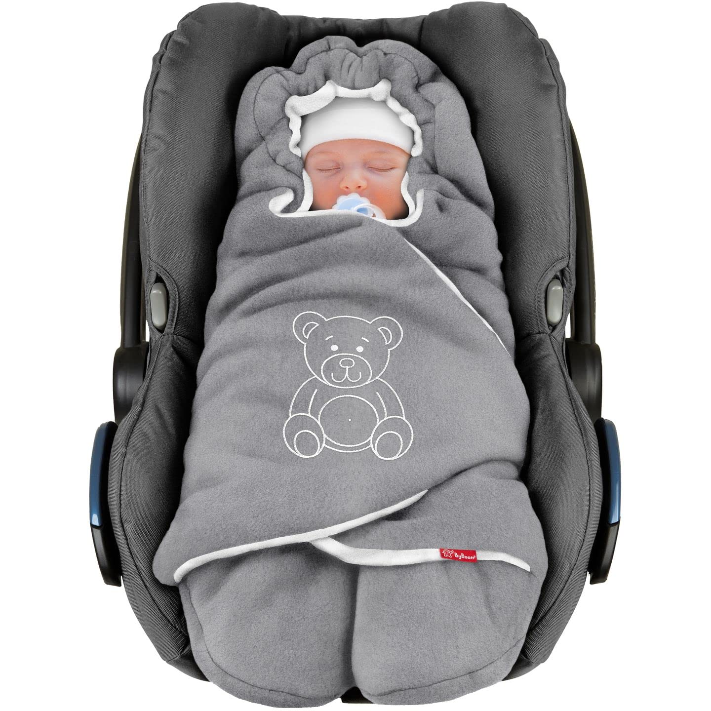 BYBOOM Baby Einschlagdecke für Babyschale, Universal Winter Decke/Kuscheldecke/Fußsack für Kindersitz, Kinderwagen oder Buggy, flauschig, kuschelig-warm, gemütlich und sehr weich