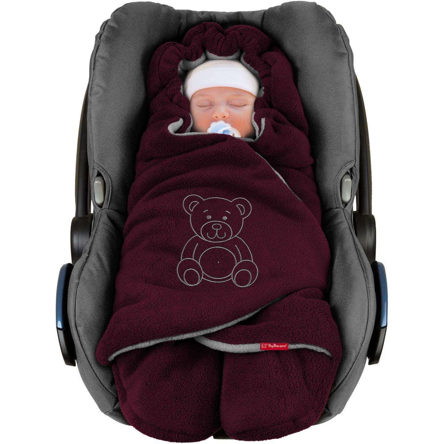 BYBOOM Baby Einschlagdecke für Babyschale, Universal Winter Decke/Kuscheldecke/Fußsack für Kindersitz, Kinderwagen oder Buggy, flauschig, kuschelig-warm, gemütlich und sehr weich
