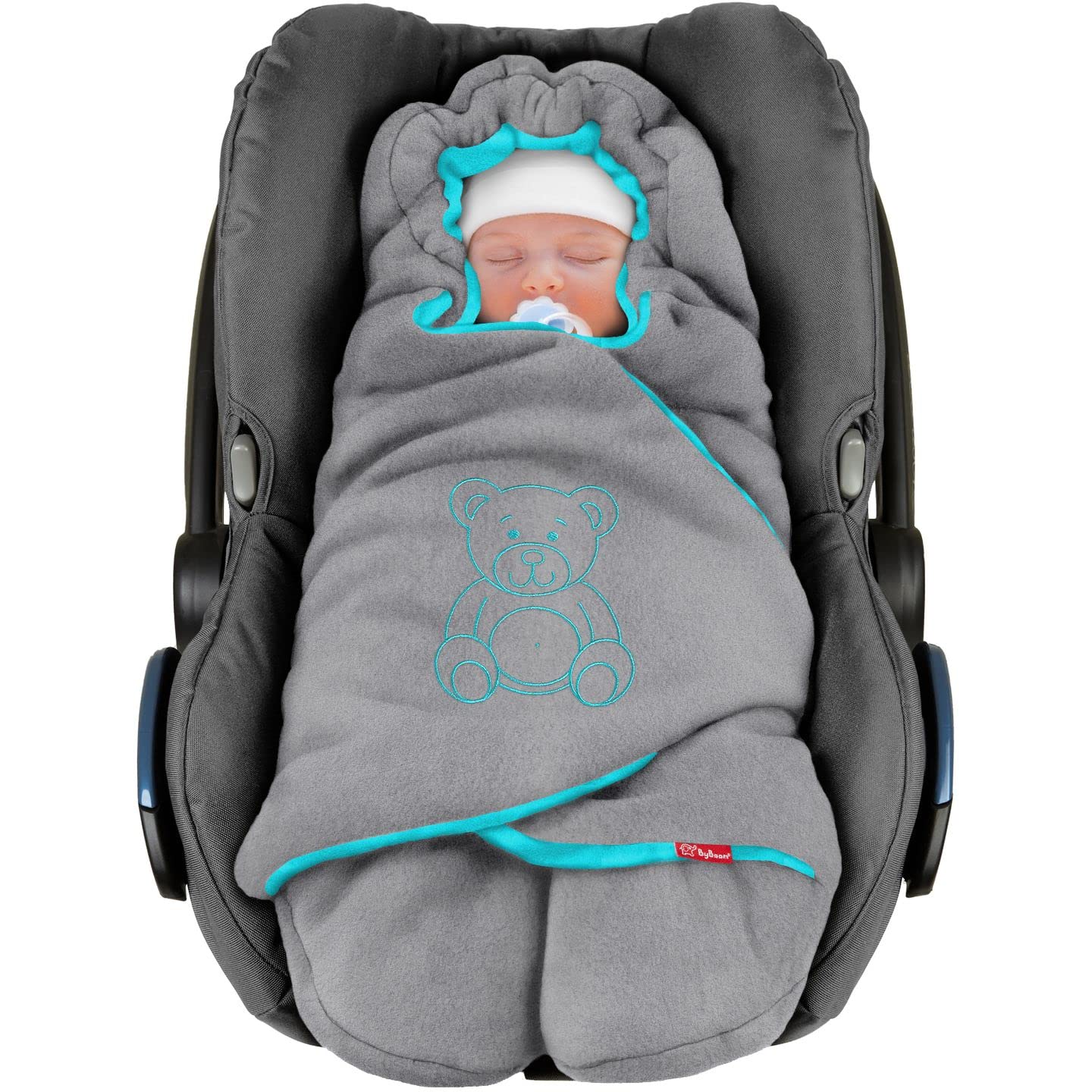 BYBOOM Baby Einschlagdecke für Babyschale, Universal Winter Decke/Kuscheldecke/Fußsack für Kindersitz, Kinderwagen oder Buggy, flauschig, kuschelig-warm, gemütlich und sehr weich