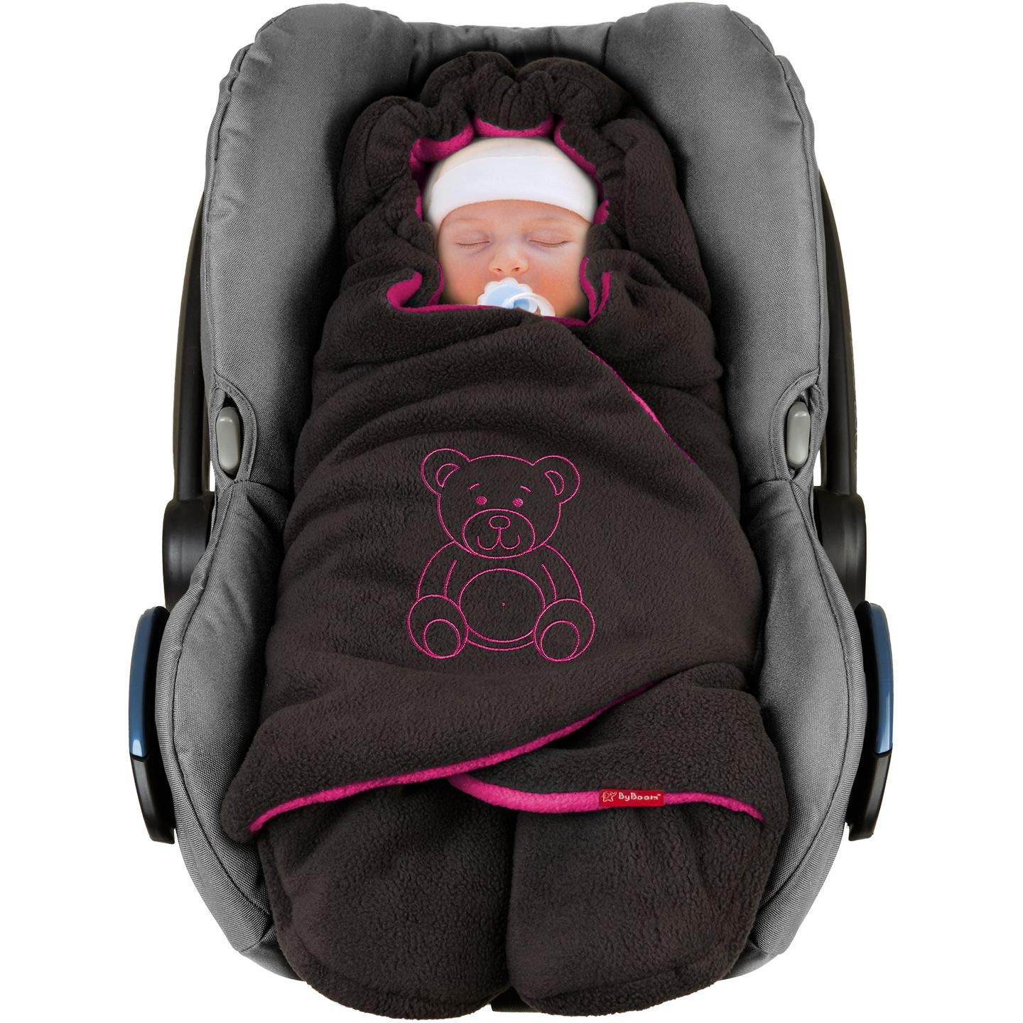 BYBOOM Baby Einschlagdecke für Babyschale, Universal Winter Decke/Kuscheldecke/Fußsack für Kindersitz, Kinderwagen oder Buggy, flauschig, kuschelig-warm, gemütlich und sehr weich