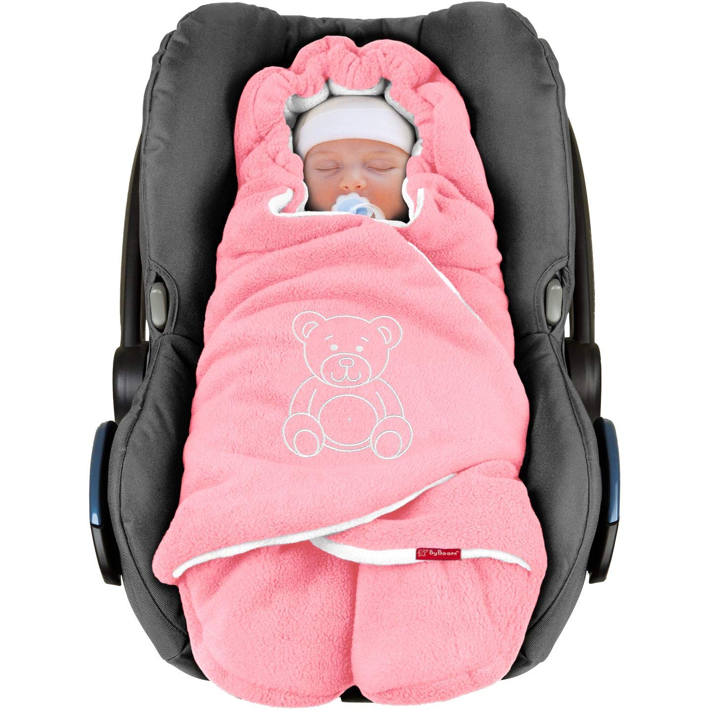 BYBOOM Baby Einschlagdecke für Babyschale, Universal Winter Decke/Kuscheldecke/Fußsack für Kindersitz, Kinderwagen oder Buggy, flauschig, kuschelig-warm, gemütlich und sehr weich