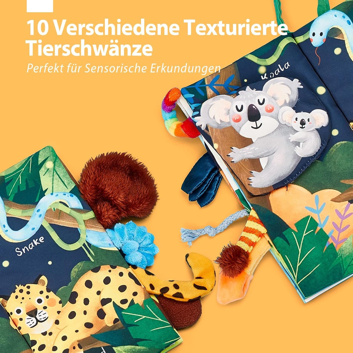 hahaland Baby Spielzeug Stoffbuch ab 0 3 6 Monate, Baby Buch Spielzeug ab 6 Monate, 3D Bilderbuch Stoffbücher Fühlbuch Knisterbuch ab 0 3 6 Monate, Quiet Book Geschenk für Jungen Mädchen