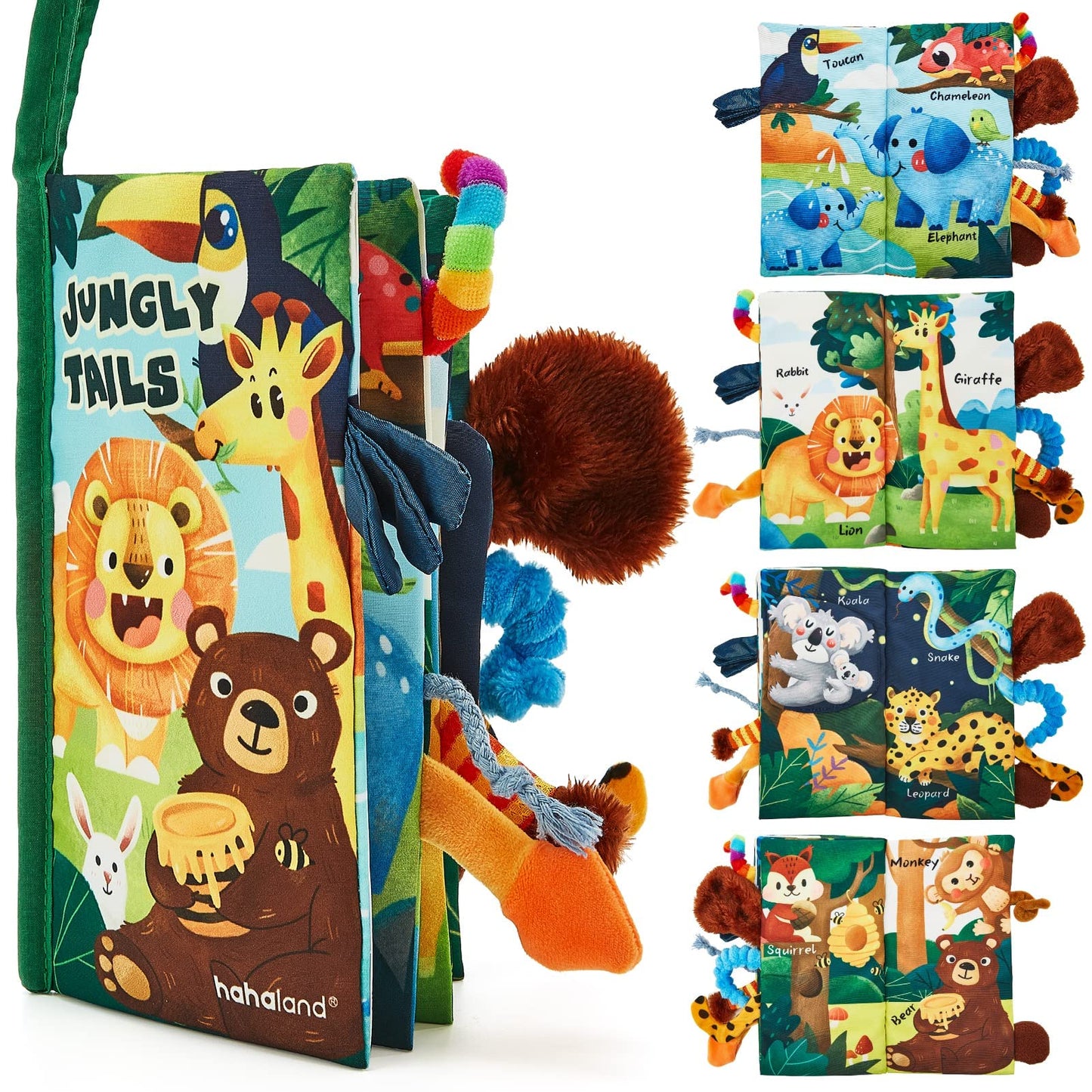 hahaland Baby Spielzeug Stoffbuch ab 0 3 6 Monate, Baby Buch Spielzeug ab 6 Monate, 3D Bilderbuch Stoffbücher Fühlbuch Knisterbuch ab 0 3 6 Monate, Quiet Book Geschenk für Jungen Mädchen