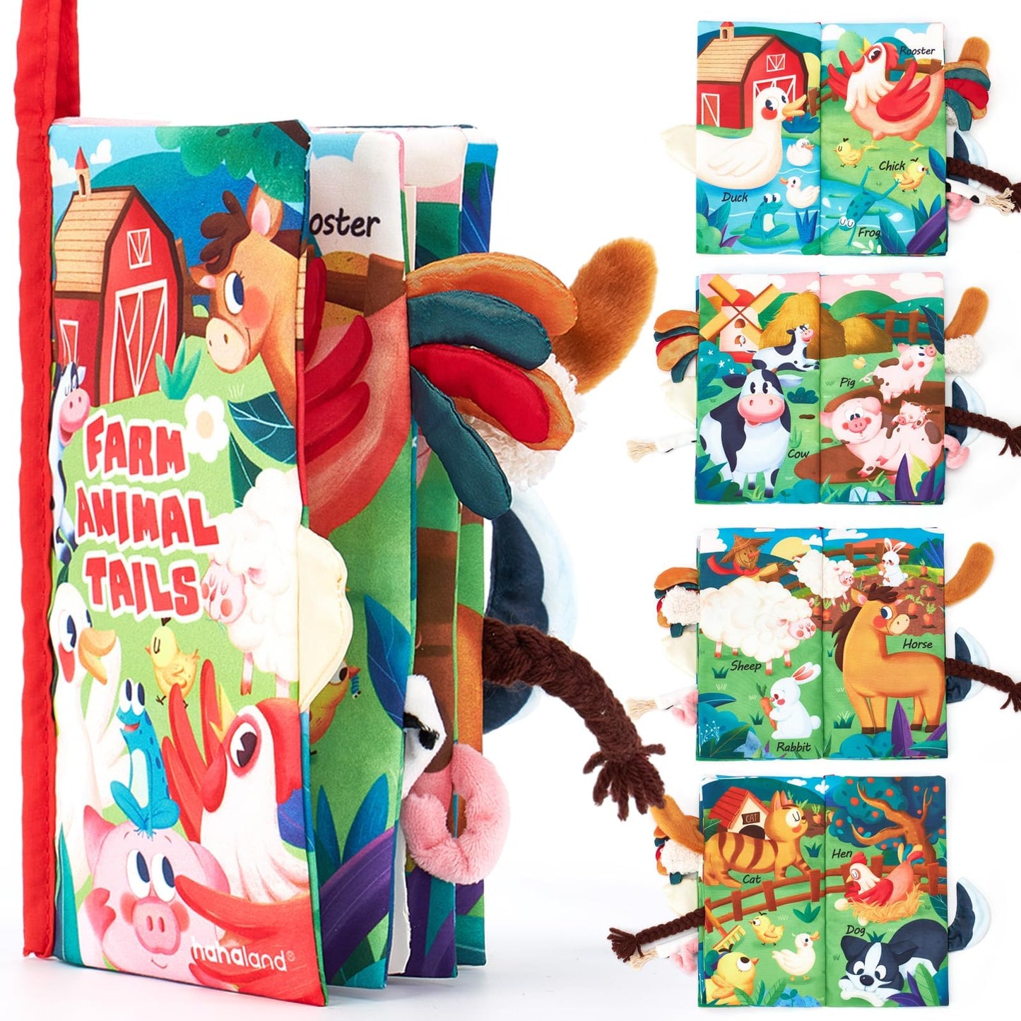 hahaland Baby Spielzeug Stoffbuch ab 0 3 6 Monate, Baby Buch Spielzeug ab 6 Monate, 3D Bilderbuch Stoffbücher Fühlbuch Knisterbuch ab 0 3 6 Monate, Quiet Book Geschenk für Jungen Mädchen