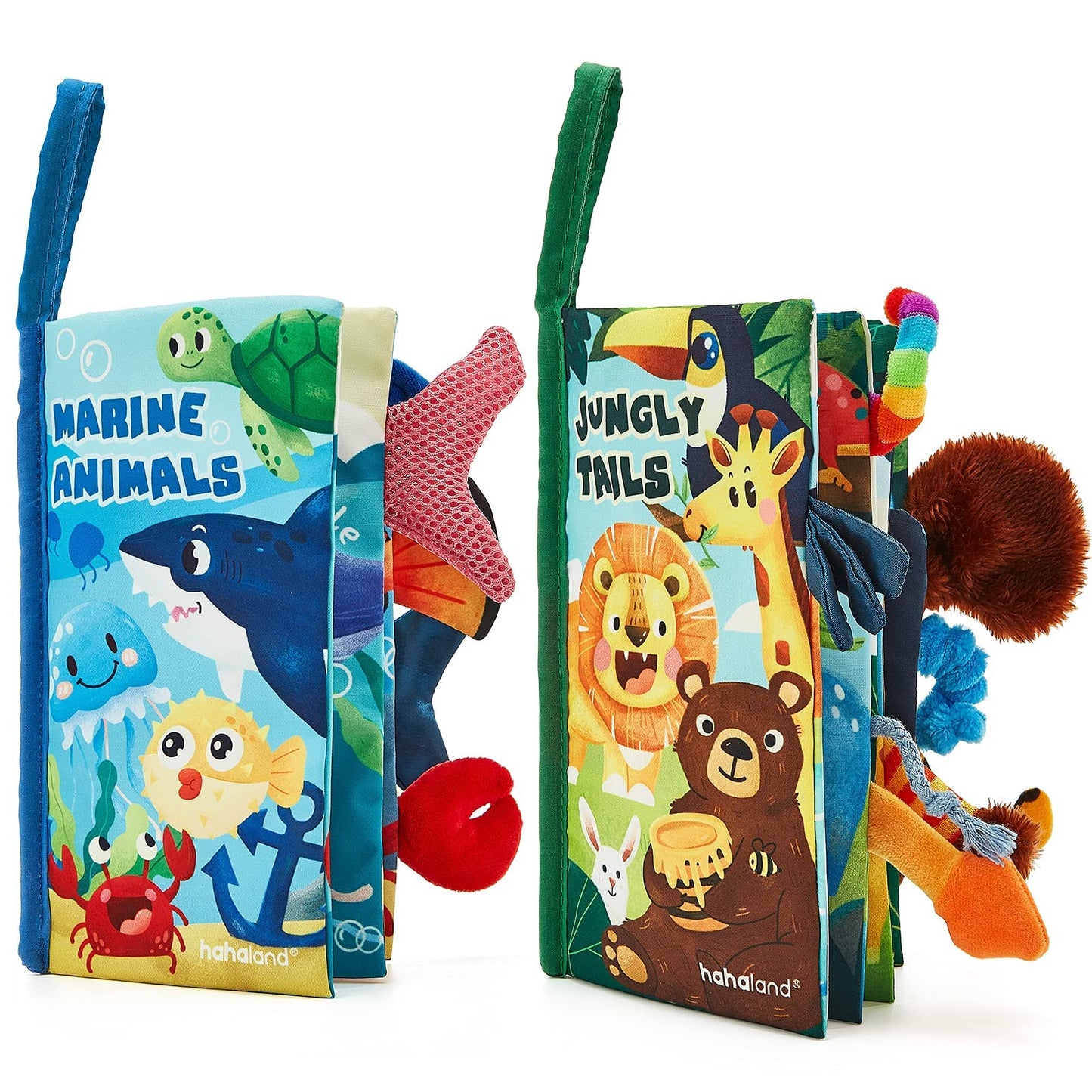 hahaland Baby Spielzeug Stoffbuch ab 0 3 6 Monate, Baby Buch Spielzeug ab 6 Monate, 3D Bilderbuch Stoffbücher Fühlbuch Knisterbuch ab 0 3 6 Monate, Quiet Book Geschenk für Jungen Mädchen