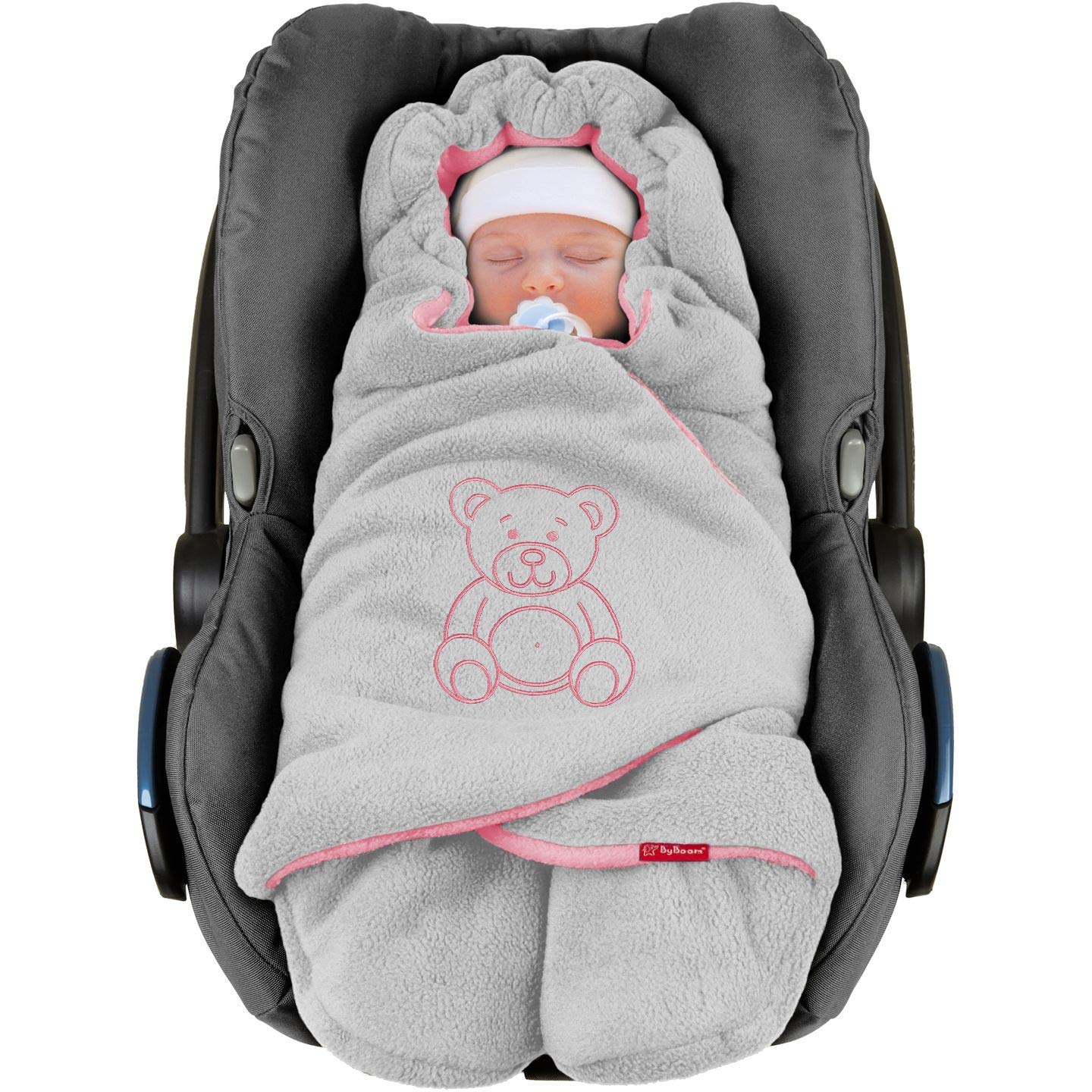 BYBOOM Baby Einschlagdecke für Babyschale, Universal Winter Decke/Kuscheldecke/Fußsack für Kindersitz, Kinderwagen oder Buggy, flauschig, kuschelig-warm, gemütlich und sehr weich