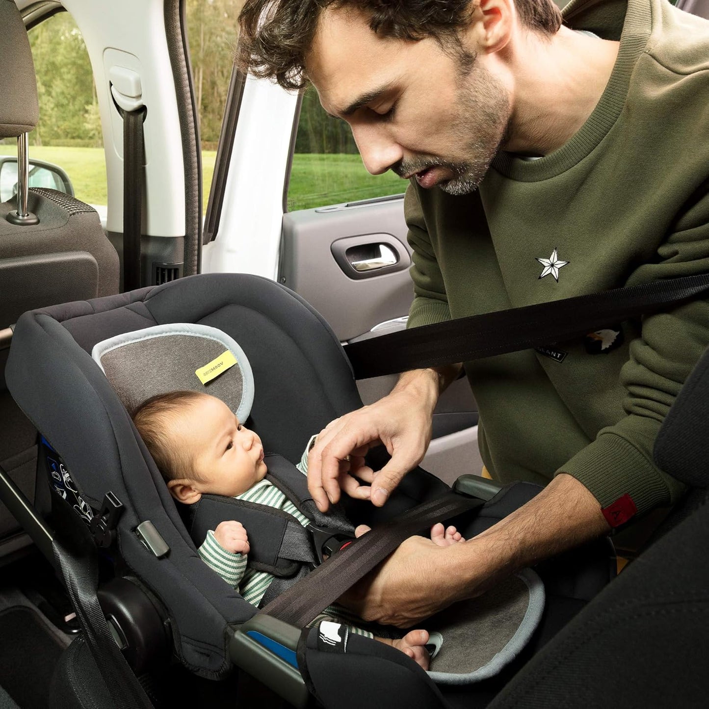Aeromoov - Baby Sitzauflage Air Layer - Einlage Für Autositz oder Kinderwagen - Gruppe 0 - Antischwitz Sommerbezug - Bio-Baumwolle - Anthracite