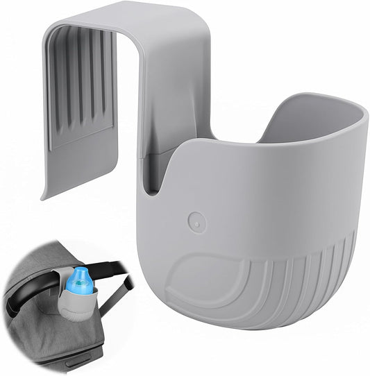 Kinder-Getränkehalter für Autositz, Universal Becherhalter für Autositze, Rutschfester ABS Becherhalter, Geeignet für Kinderwagen, Rollstühle und Autos, grau