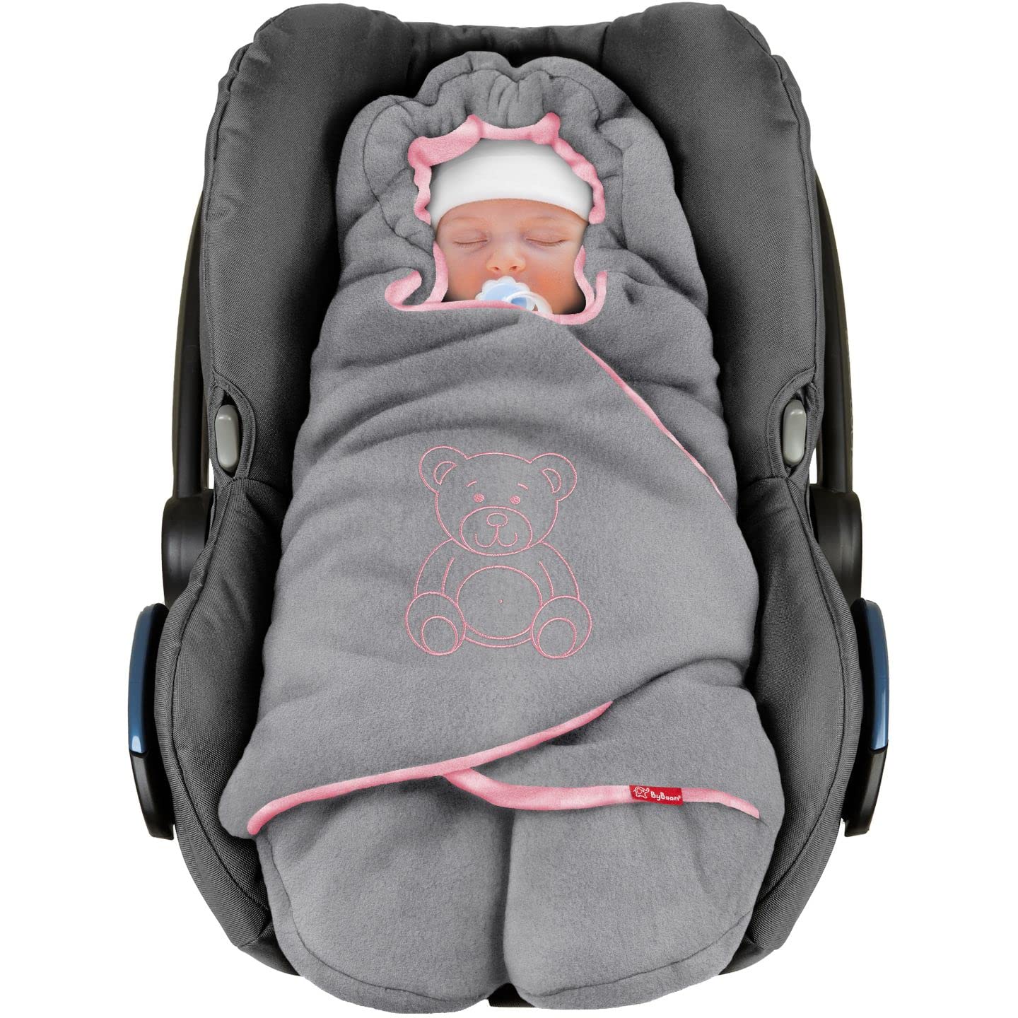 BYBOOM Baby Einschlagdecke für Babyschale, Universal Winter Decke/Kuscheldecke/Fußsack für Kindersitz, Kinderwagen oder Buggy, flauschig, kuschelig-warm, gemütlich und sehr weich