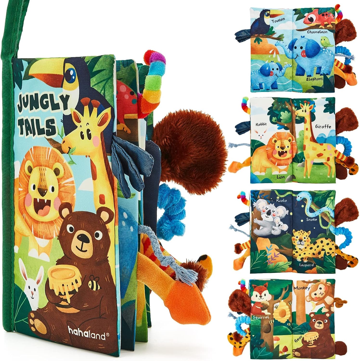 hahaland Baby Spielzeug Stoffbuch ab 0 3 6 Monate, Baby Buch Spielzeug ab 6 Monate, 3D Bilderbuch Stoffbücher Fühlbuch Knisterbuch ab 0 3 6 Monate, Quiet Book Geschenk für Jungen Mädchen
