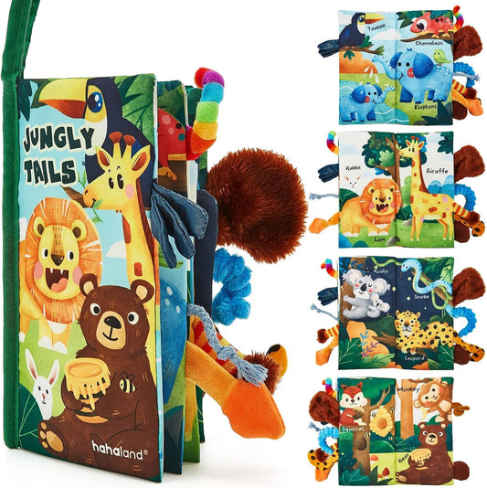 hahaland Baby Spielzeug Stoffbuch ab 0 3 6 Monate, Baby Buch Spielzeug ab 6 Monate, 3D Bilderbuch Stoffbücher Fühlbuch Knisterbuch ab 0 3 6 Monate, Quiet Book Geschenk für Jungen Mädchen